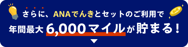 さらに、ANAでんきとセットのご利用で年間最大6,000マイルが貯まる！