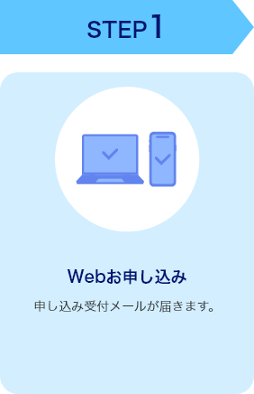 STEP1　Webお申し込み 申し込み受付メールが届きます。
