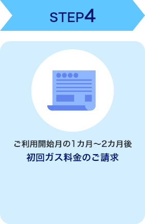 STEP4　ご利用開始月の1カ月～2カ月後　初回ガス料金のご請求