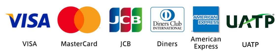 VISA,MasterCard,JCB,Dinners Club,AMERICAN EXPRESS,UATP