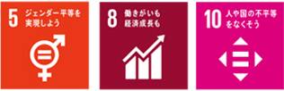 5．ジェンダー平等を実現しよう 8．働きがいも経済成長も 10. 人や国の不平等をなくそう