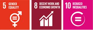 5: GENDER EQUALITY 8: DECENT WORK AND ECONOMIC GROWTH 10. REDUCED INEQUALITIES