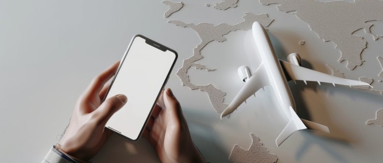 飛行機とスマホ、出張計画