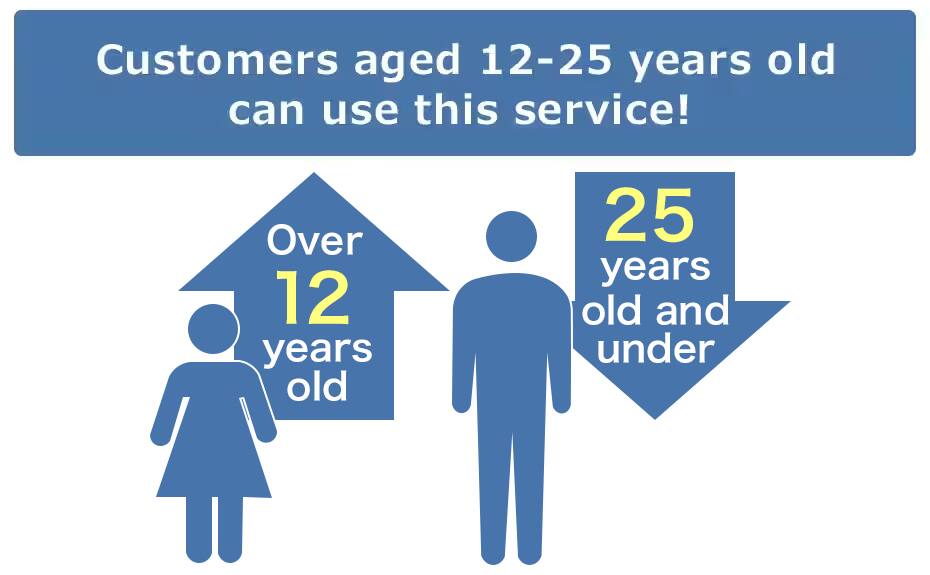Customers aged 12-25 years old can use this service!