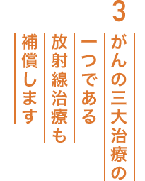 3.がんの三大治療の一つである放射線治療も補償します