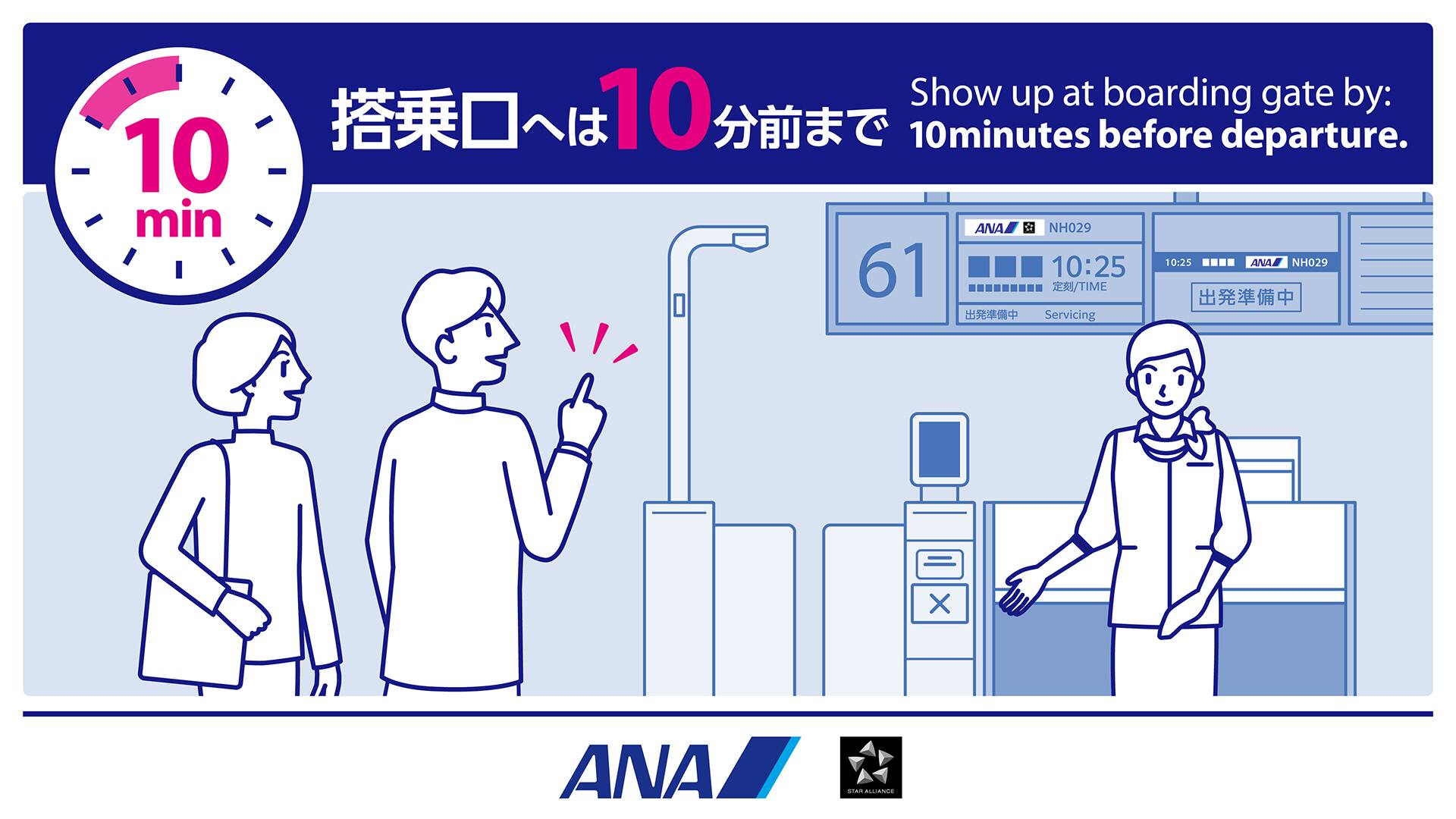 搭乗口へは10分前まで