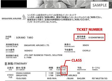 The information that must be entered TICKET NUMBER, CLASS.(SG)