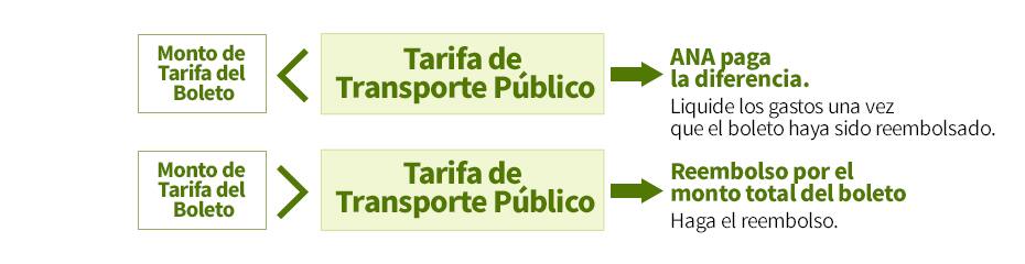 En caso de que la tarifa del boleto de vuelo sea inferior a la tarifa establecida por la autoridad normativa de transporte público, ANA asumirá la diferencia.