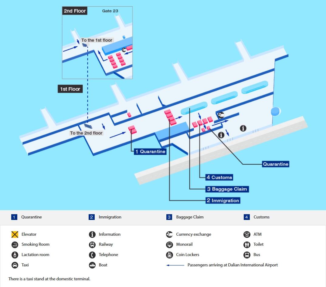 Arrival map of Dalian airport