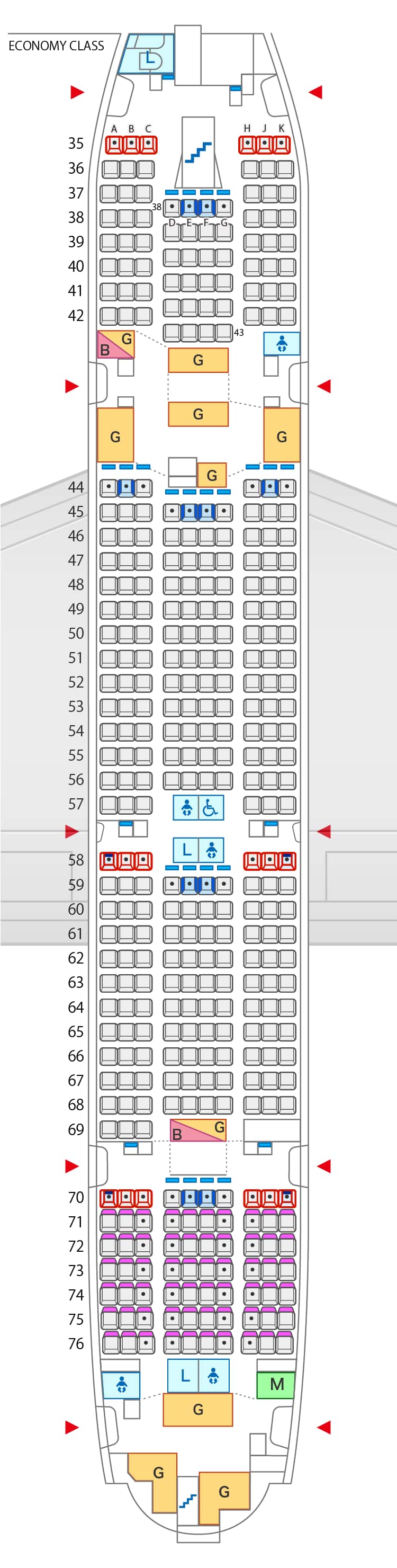 エアバスA380-800、1階席