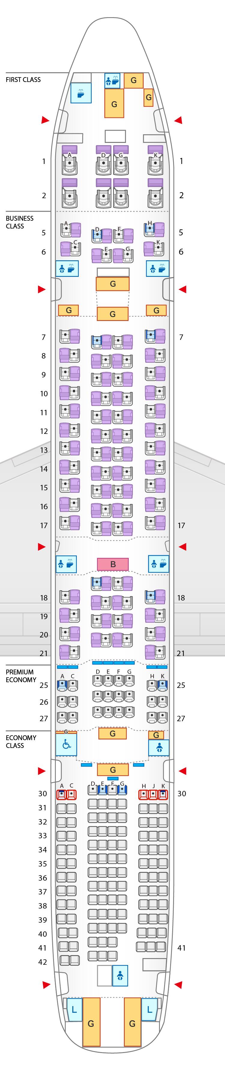 Seat Map of Boeing 777-300ER (212 seats)