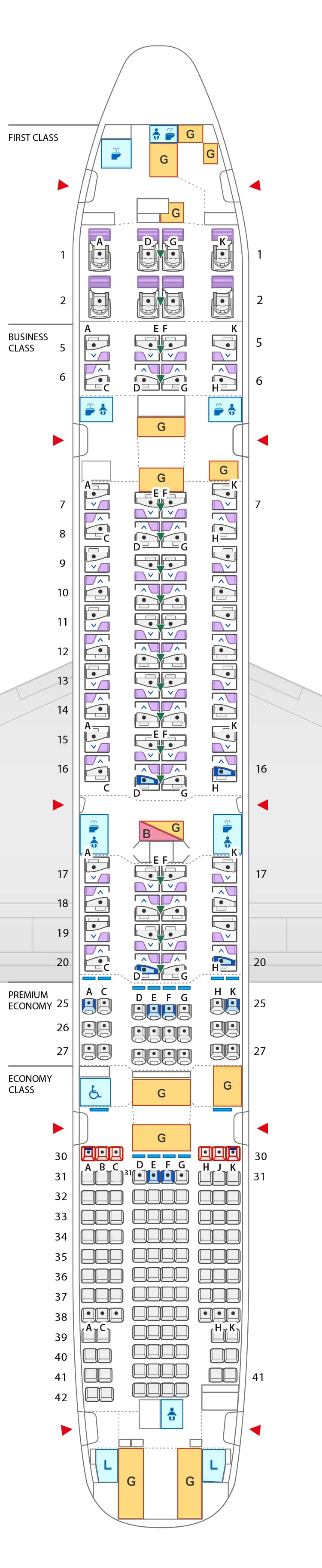 Seat Map of Boeing 777-300ER (new 212 seats)